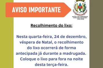 Aviso sobre o Recolhimento do Lixo