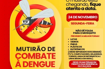 Entre-Ijuís realiza mutirão de combate à dengue no dia 24 de novembro