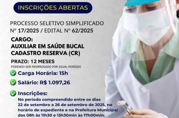 Processo Seletivo Auxilair em Saúde Bucal