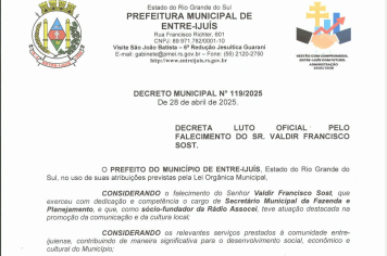 Município decreta luto oficial 