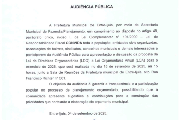 Convite para Audiência Pública sobre orçamento 2026