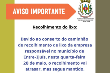 Aviso sobre o recolhimento do lixo