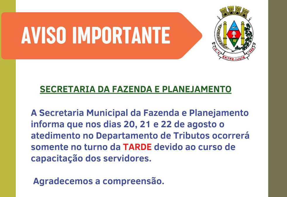 Secretaria de Fazenda e Planejamento estará em curso nesta semana 